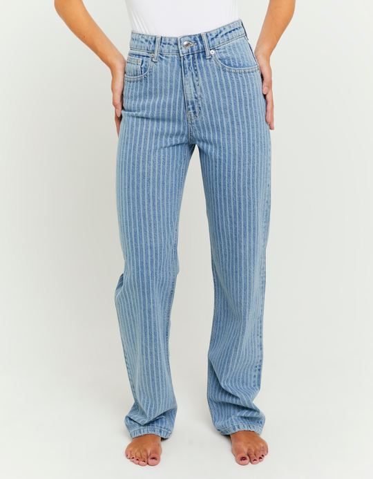 TALLY WEiJL, Blue High Waist Straight Leg Jeans for Women