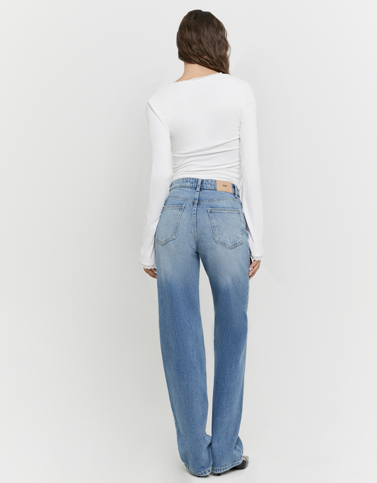 TALLY WEiJL, Blaue High Waist Straight Leg Jeans for Women