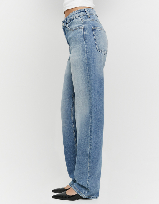 TALLY WEiJL, Blue High Waist Straight Leg Jeans for Women