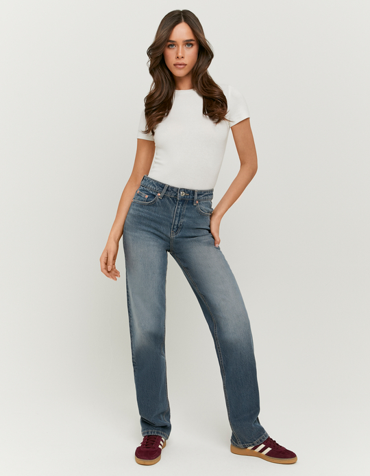 TALLY WEiJL, Blue High Waist Straight Leg Jeans for Women