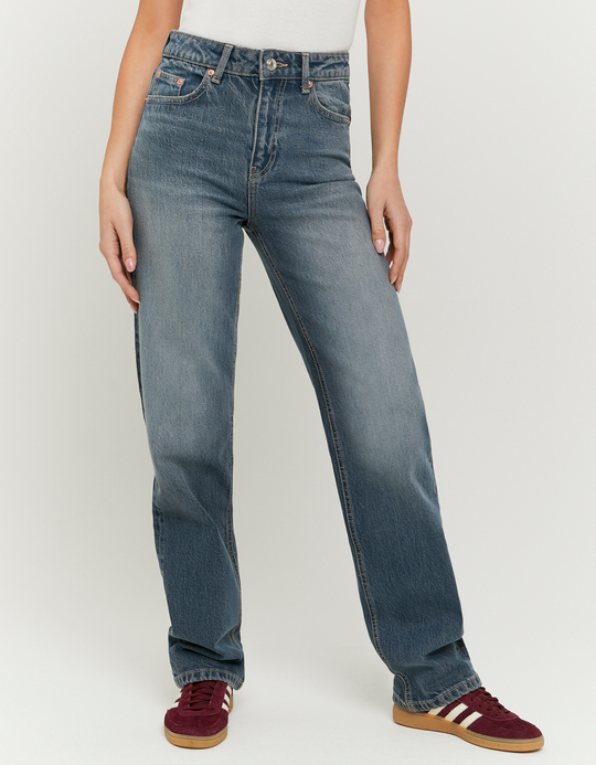 TALLY WEiJL, Blue High Waist Straight Leg Jeans for Women