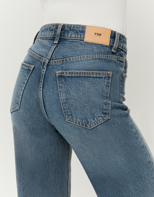 TALLY WEiJL, Blue High Waist Straight Leg Jeans for Women