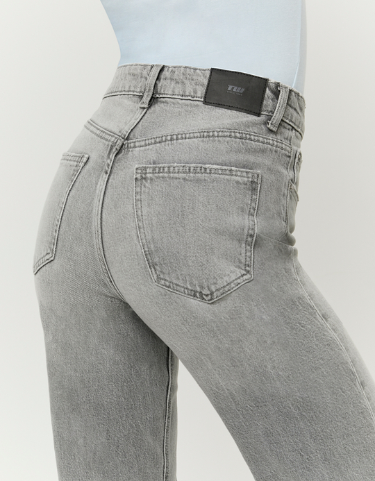 TALLY WEiJL, Grey High Waist Straight Leg Jeans for Women