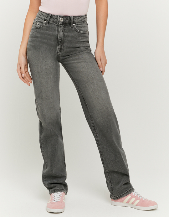 TALLY WEiJL, Grey High Waist Straight Leg Jeans for Women