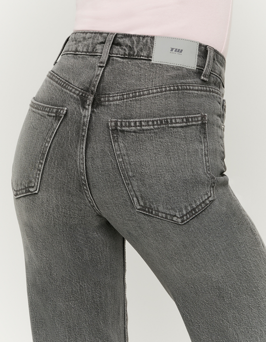 TALLY WEiJL, Grey High Waist Straight Leg Jeans for Women