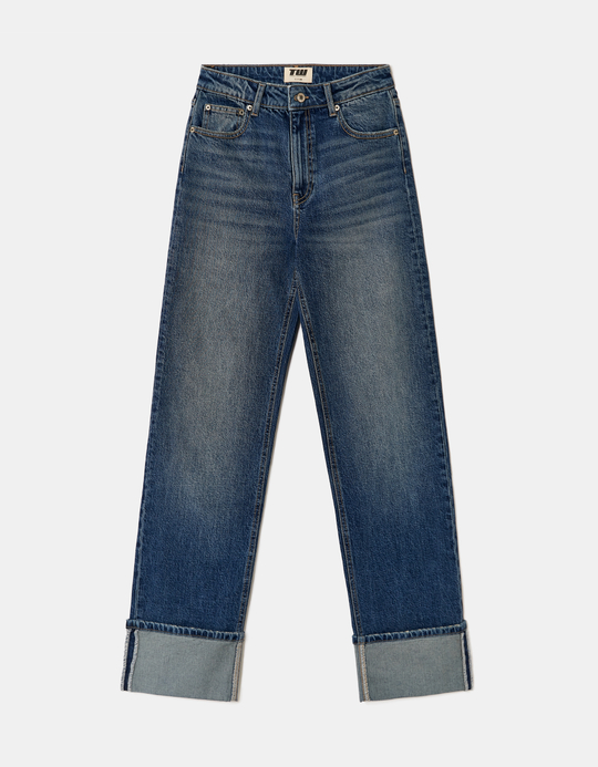 TALLY WEiJL, Niebieskie jeany Straight z wysokim stanem for Women