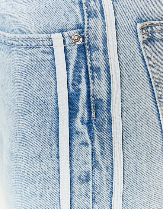 TALLY WEiJL, Hellblaue High Waist Straight Leg Jeans mit seitlichen Bändern for Women