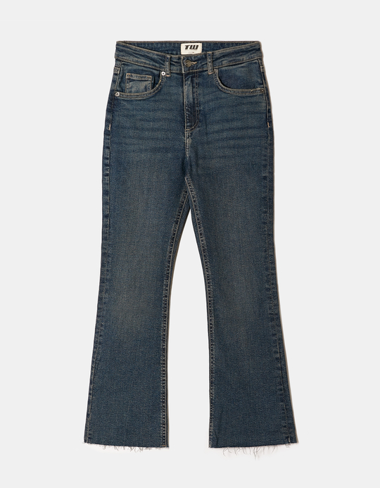TALLY WEiJL, Dunkelblaue Cropped Flare Jeans for Women