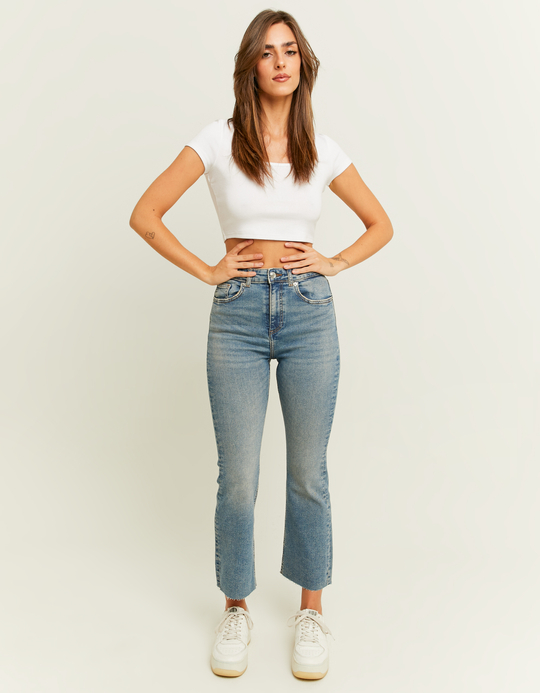 TALLY WEiJL, Jean Cropped Flare Bleu Taille Haute for Women