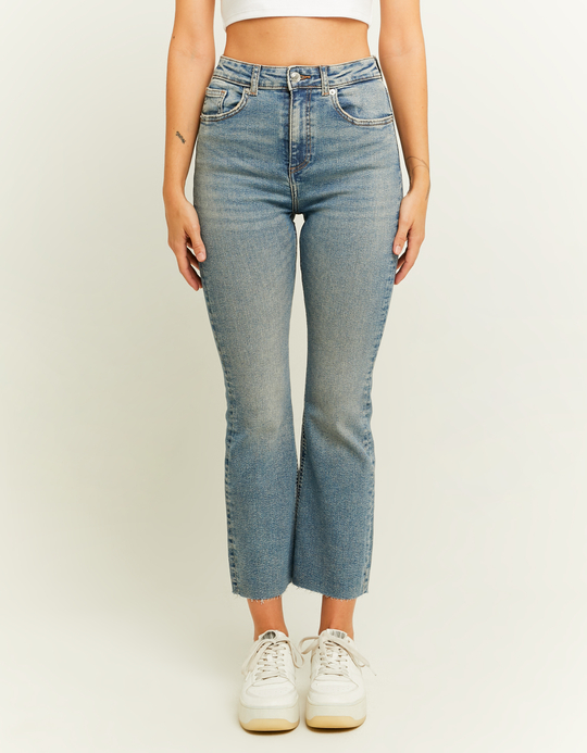 TALLY WEiJL, Jean Cropped Flare Bleu Taille Haute for Women