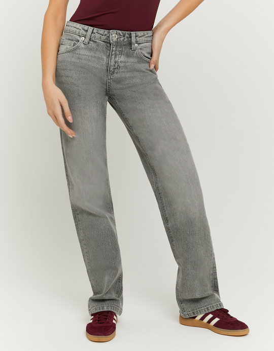 TALLY WEiJL, Jeans straight leg grigi a vita bassa for Women