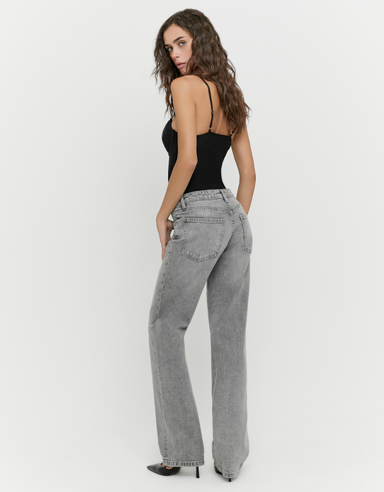 TALLY WEiJL, Graue Low Waist Straight Leg Jeans for Women