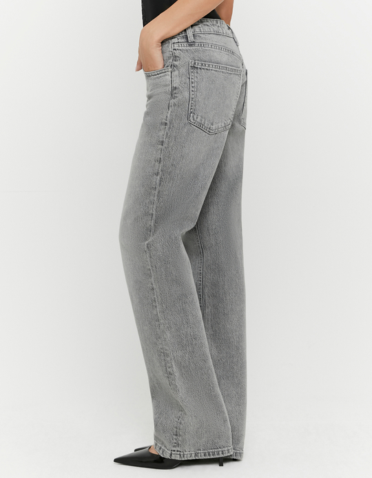 TALLY WEiJL, Graue Low Waist Straight Leg Jeans for Women