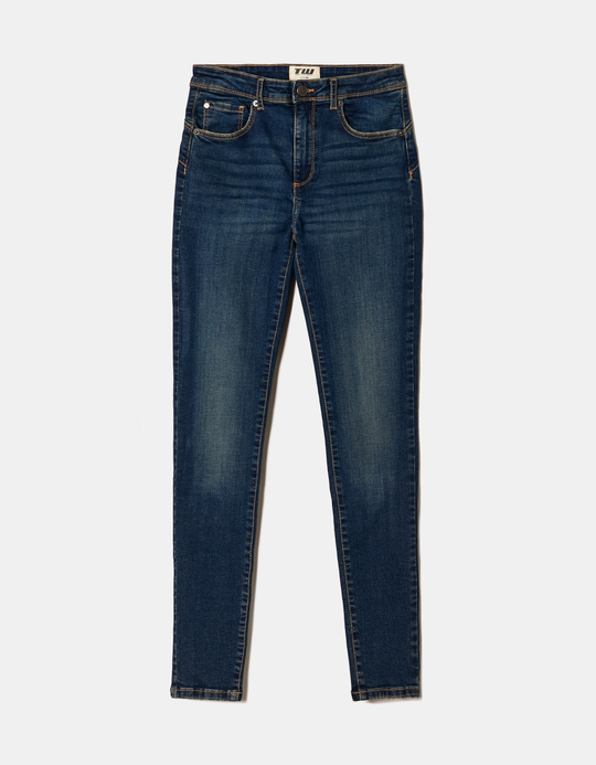 TALLY WEiJL, Jean Skinny Push-Up Bleu Foncé Taille Mi-Haute for Women