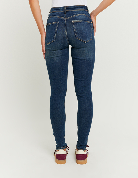 TALLY WEiJL, Jean Skinny Push-Up Bleu Foncé Taille Mi-Haute for Women
