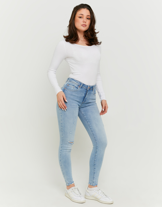 TALLY WEiJL, Jean Skinny Push-Up Bleu Clair Taille Mi-Haute for Women