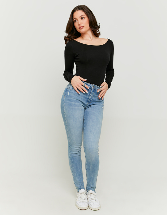 TALLY WEiJL, Hellblaue Mid Waist Skinny Push Up Jeans for Women