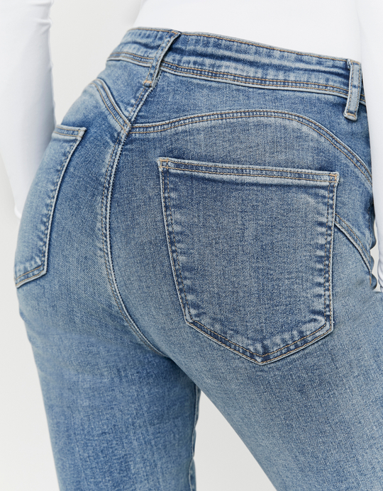 TALLY WEiJL, Blaue Mid Waist Skinny Jeans for Women