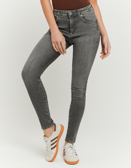 TALLY WEiJL, Grey Mid Waist Skinny Jeans for Women