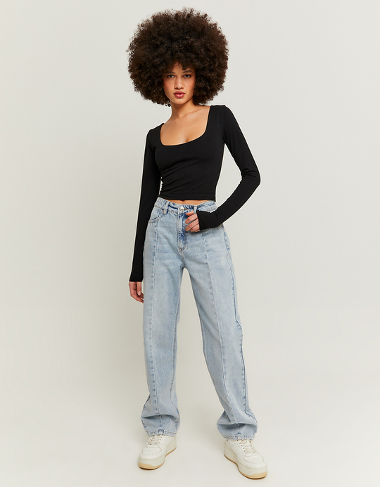 TALLY WEiJL, Jeans Straight Leg a Vita Alta Blu for Women
