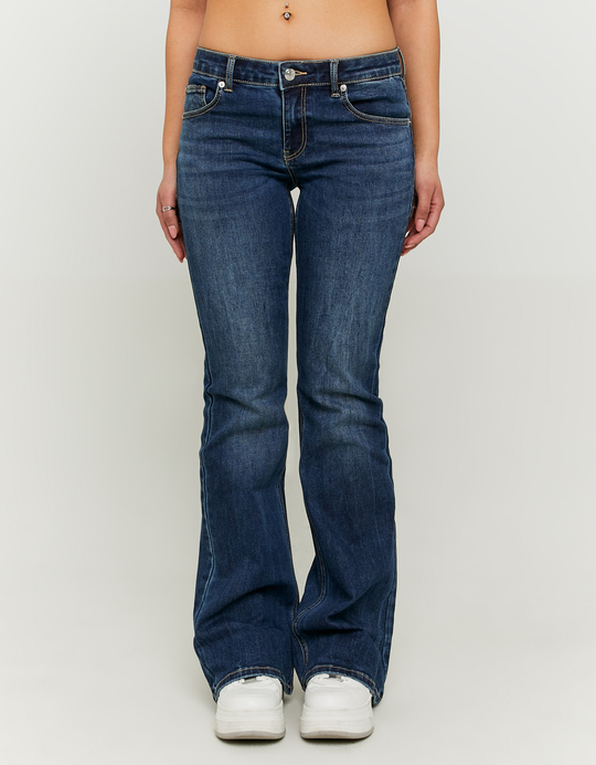 TALLY WEiJL, Dark Blue Low Waist Flare Jeans for Women