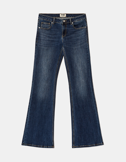 TALLY WEiJL, Dark Blue Low Waist Flare Jeans for Women