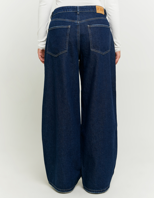 TALLY WEiJL, Dark Wash Baggy Jeans with Waist Detail for Women