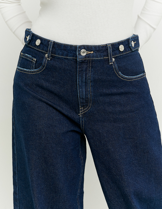 TALLY WEiJL, Dark Wash Baggy Jeans with Waist Detail for Women