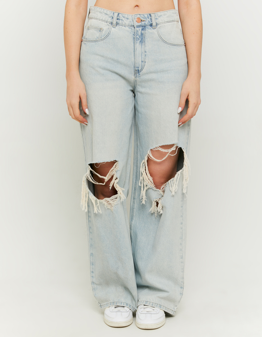 TALLY WEiJL, Jeans Baggy a Vita Media con Strappi for Women