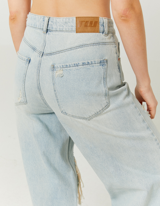 TALLY WEiJL, Jeans Baggy a Vita Media con Strappi for Women