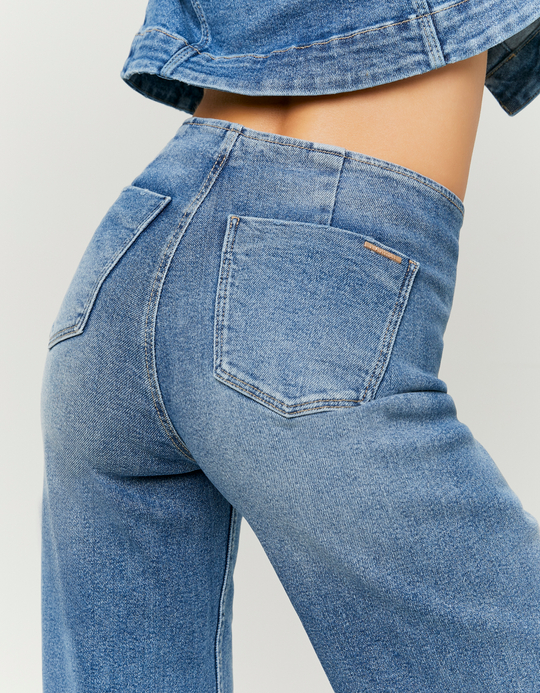 TALLY WEiJL, Jeans wide leg blu a vita media for Women