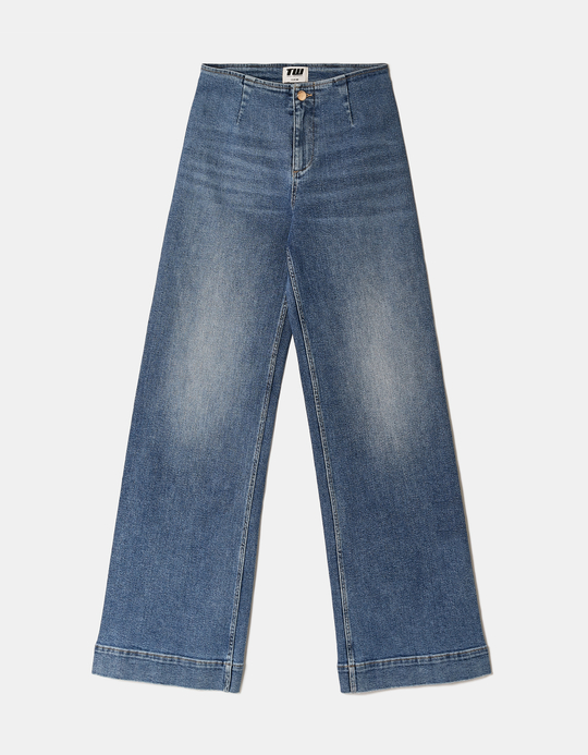 TALLY WEiJL, Jeans wide leg blu a vita media for Women