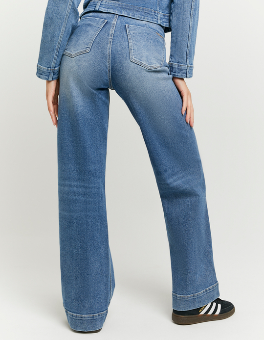 TALLY WEiJL, Jeans wide leg blu a vita media for Women