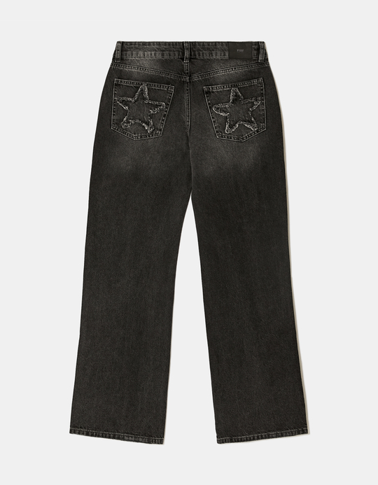 TALLY WEiJL, Jean Gris Droit avec Broderie Étoile au Dos for Women