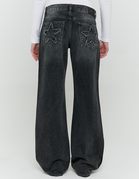 TALLY WEiJL, Jean Gris Droit avec Broderie Étoile au Dos for Women