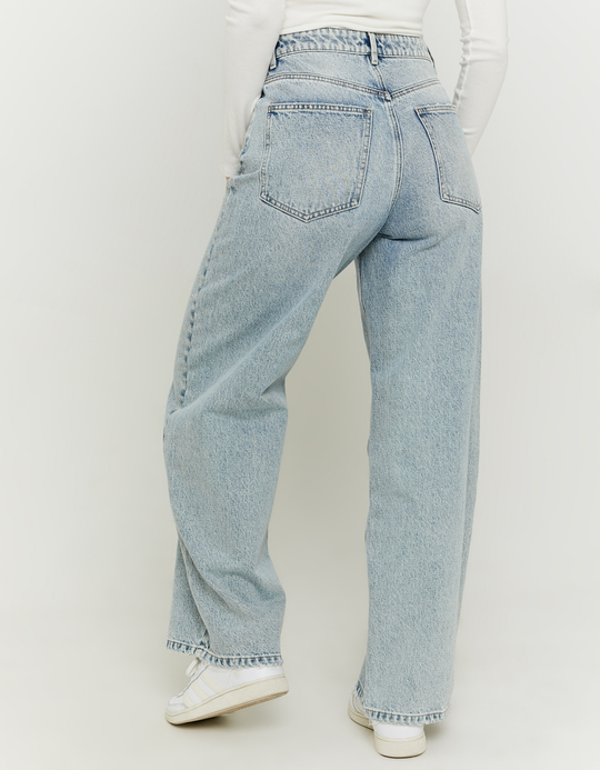 TALLY WEiJL, Jean Baggy Bleu Clair Taille Mi-Haute Clouté for Women