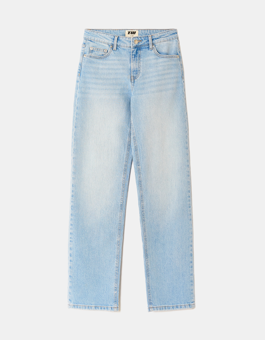 TALLY WEiJL, Blue Mid Waist Wide Leg Jeans for Women