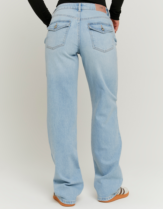TALLY WEiJL, Blue Mid Waist Wide Leg Jeans for Women