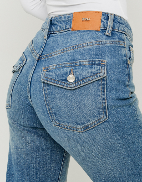 TALLY WEiJL, Jean Wide Leg Taille Mi-Haute Bleu for Women