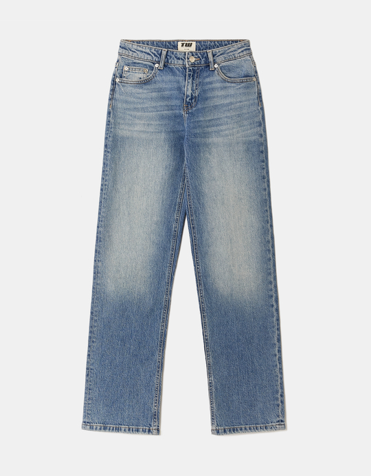 TALLY WEiJL, Jean Wide Leg Taille Mi-Haute Bleu for Women