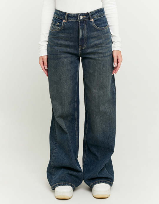 TALLY WEiJL, Dunkelblaue High Waist Wide Leg Jeans for Women