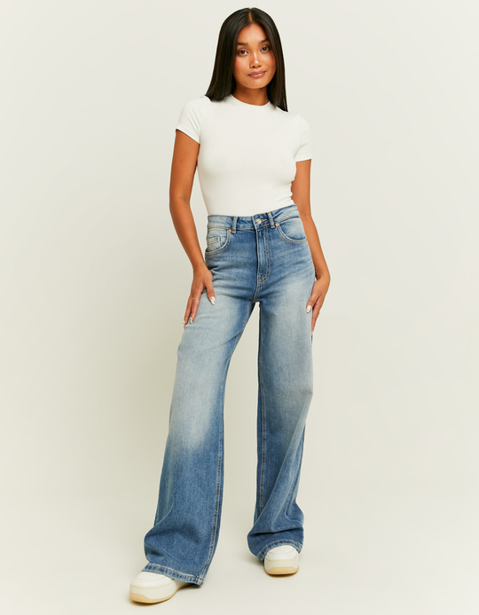TALLY WEiJL, Blaue High Waist Wide Leg Jeans for Women