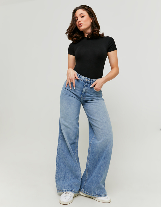 TALLY WEiJL, Blue High Waist Wide Leg Jeans for Women