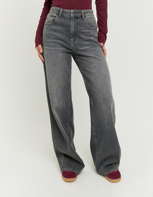 TALLY WEiJL, Graue High-Waist Wide-Leg Jeans for Women