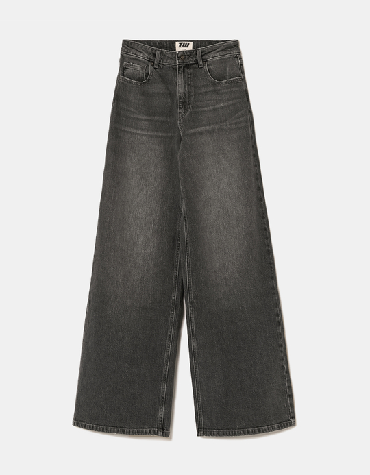 TALLY WEiJL, Grey High Waist Wide Leg Jeans for Women