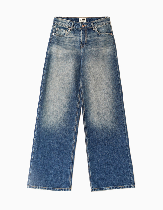 TALLY WEiJL, Blue Light Wash Wide Leg Jeans for Women