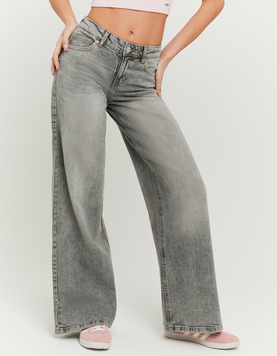 TALLY WEiJL, Grey Mid-Waist Wide-Leg Jeans for Women