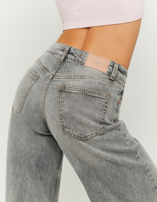 TALLY WEiJL, Grey Mid-Waist Wide-Leg Jeans for Women