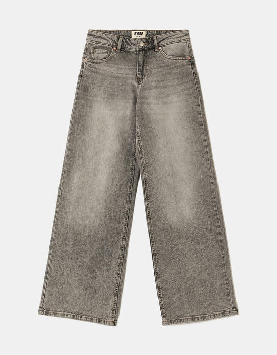 TALLY WEiJL, Grey Mid-Waist Wide-Leg Jeans for Women