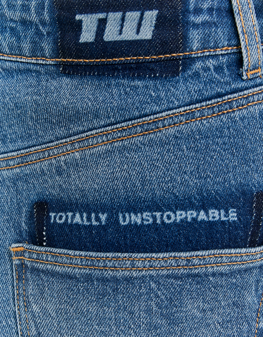 TALLY WEiJL, Blue Wide Leg Jeans with Detachable Buttons for Women